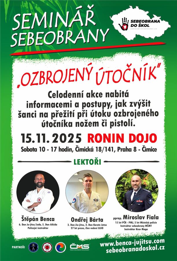 Seminář sebeobrany Ozbrojený útočník, 15. 11. 2025, Ronin Dojo Praha